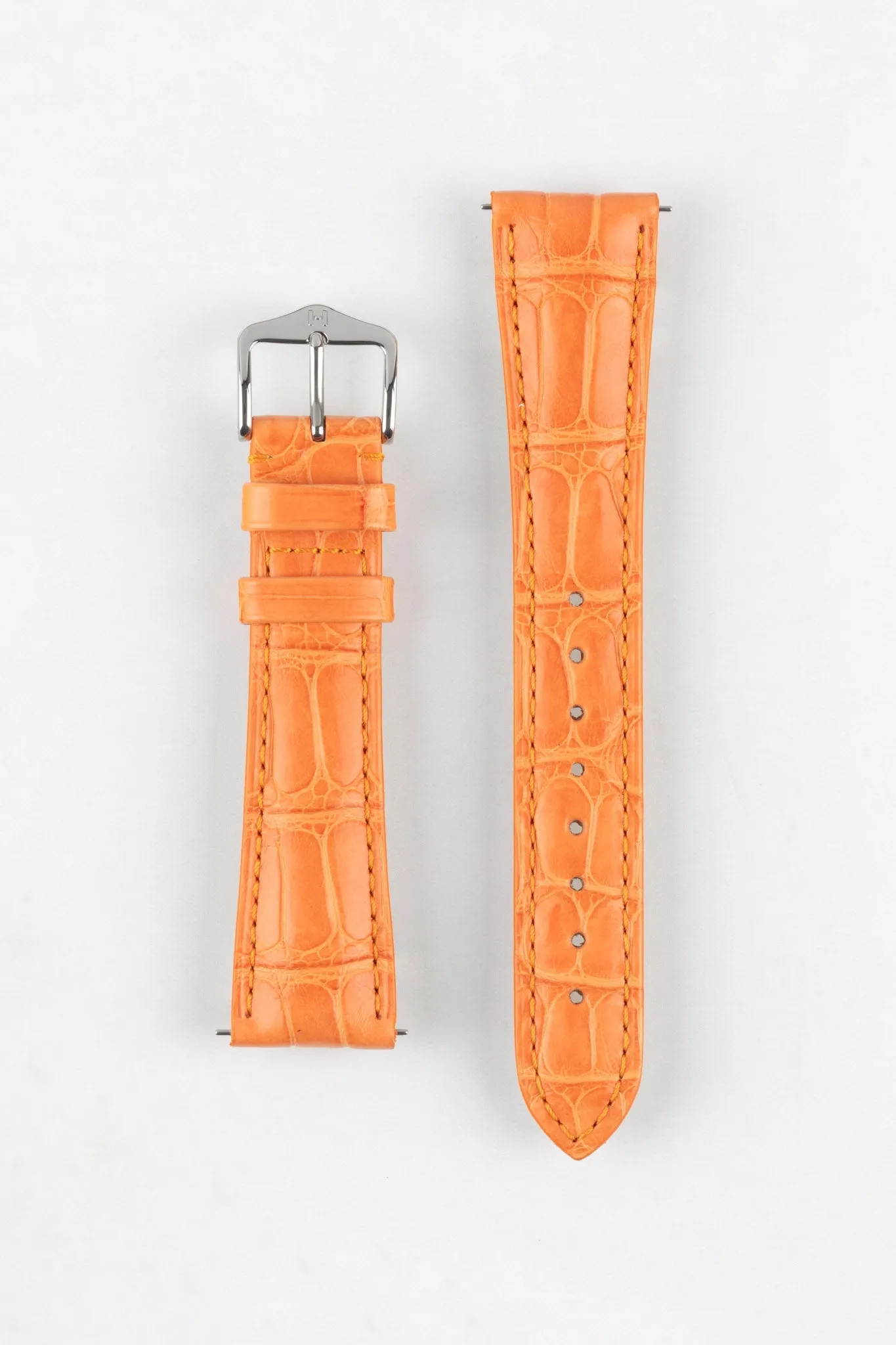 Hirsch LONDON Matt Alligator Leather Watch Strap in ORANGE