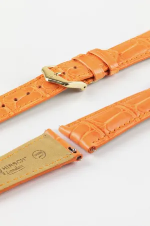 Hirsch LONDON Matt Alligator Leather Watch Strap in ORANGE