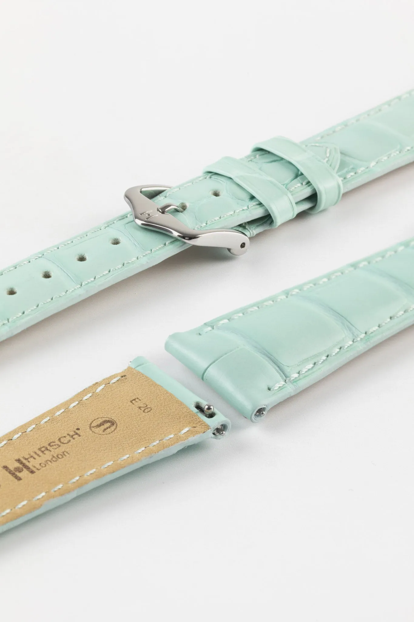 Hirsch LONDON Matt Alligator Leather Watch Strap in PASTEL BLUE