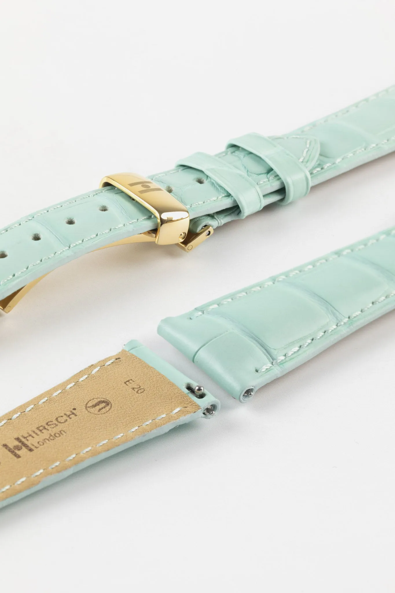 Hirsch LONDON Matt Alligator Leather Watch Strap in PASTEL BLUE