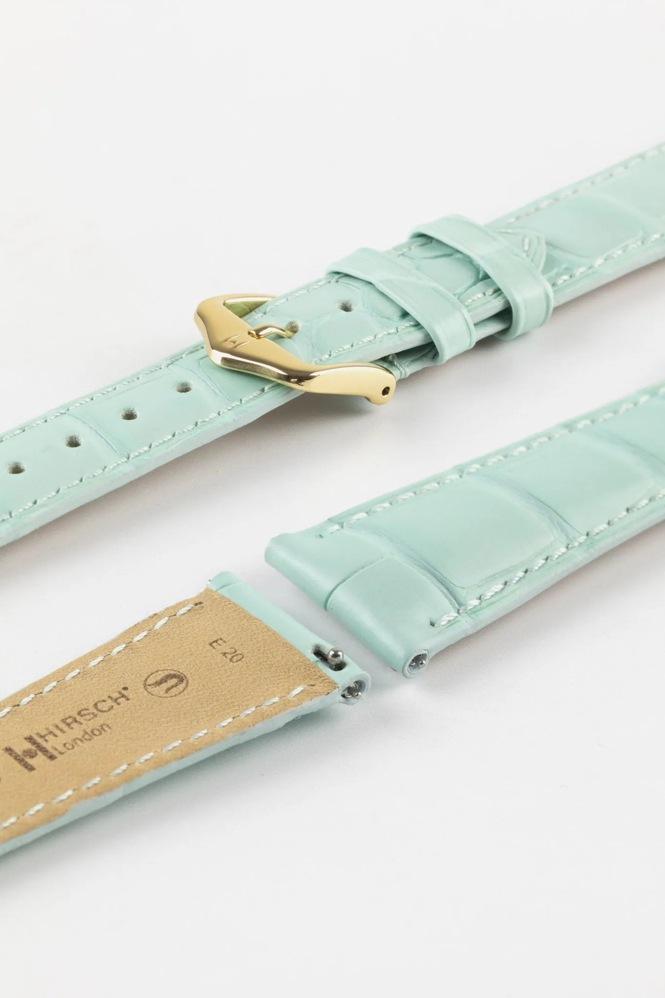 Hirsch LONDON Matt Alligator Leather Watch Strap in PASTEL BLUE