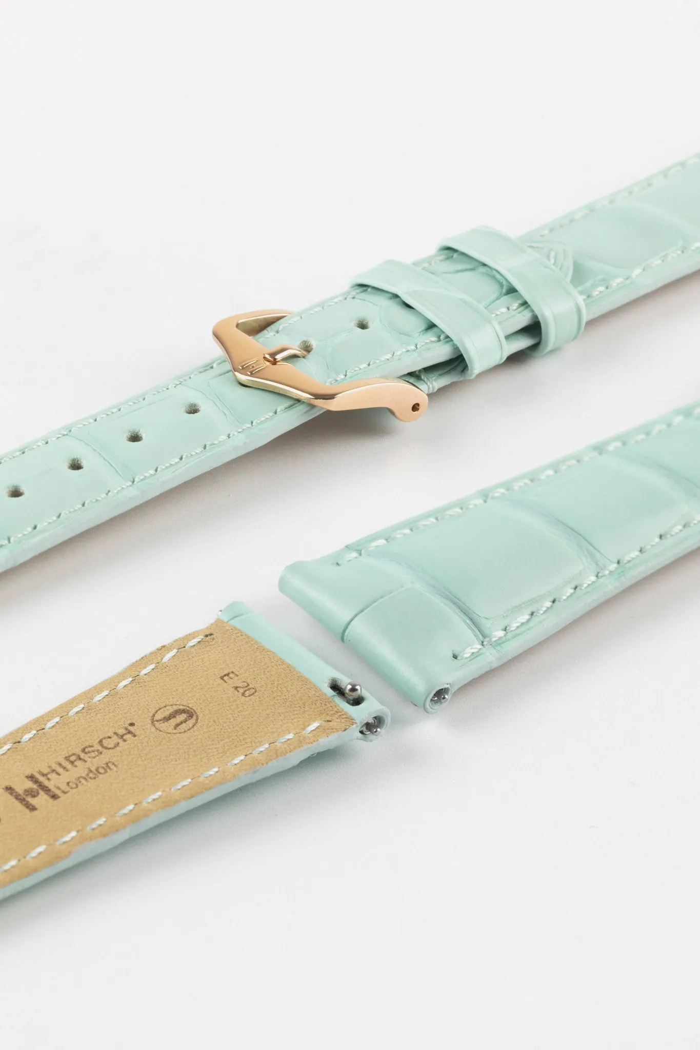 Hirsch LONDON Matt Alligator Leather Watch Strap in PASTEL BLUE