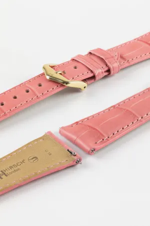 Hirsch LONDON Matt Alligator Leather Watch Strap in PINK