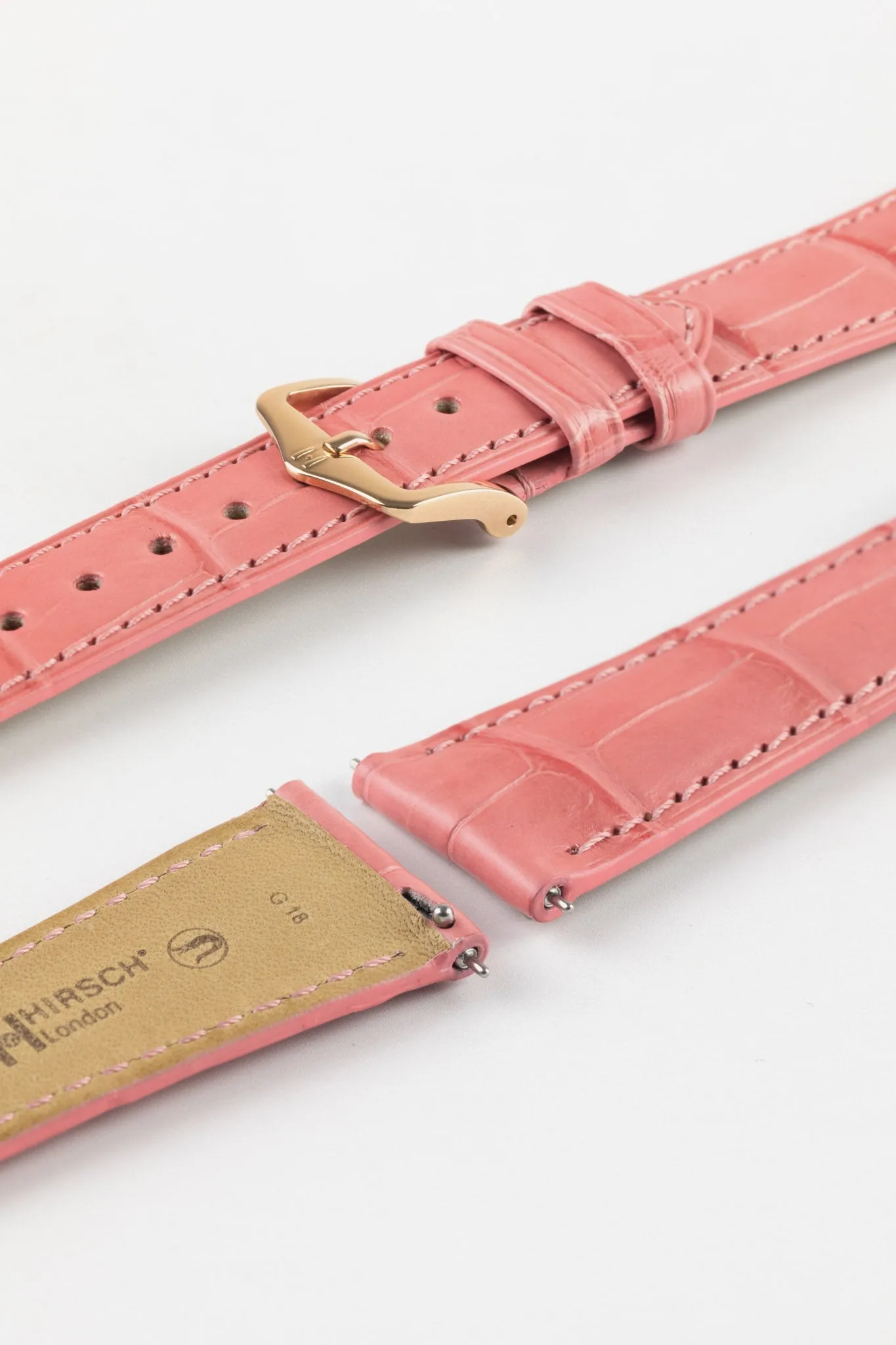 Hirsch LONDON Matt Alligator Leather Watch Strap in PINK