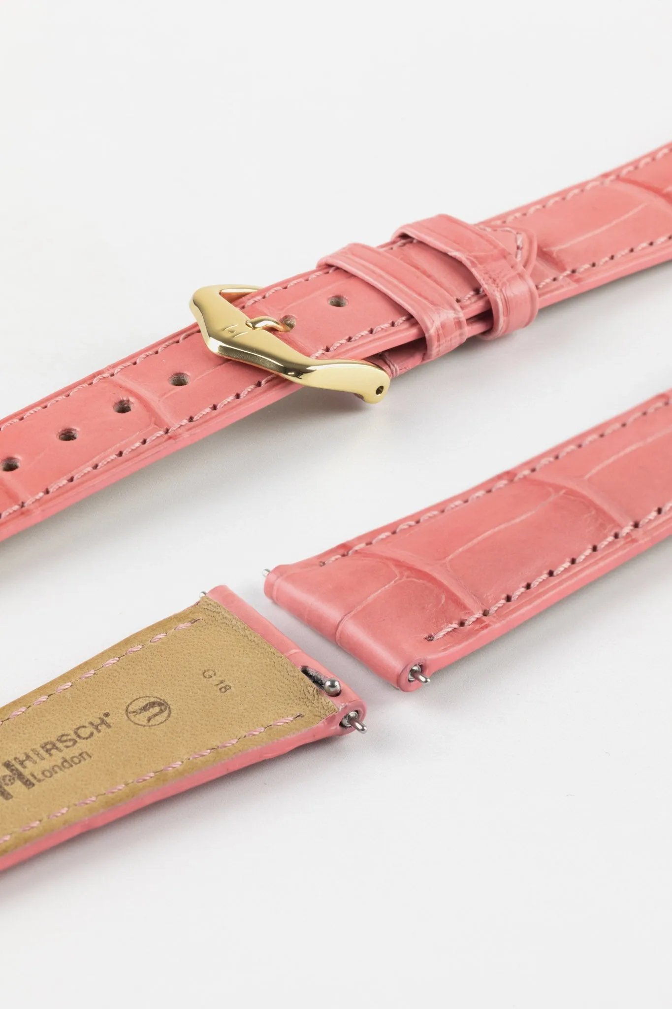 Hirsch LONDON Matt Alligator Leather Watch Strap in PINK