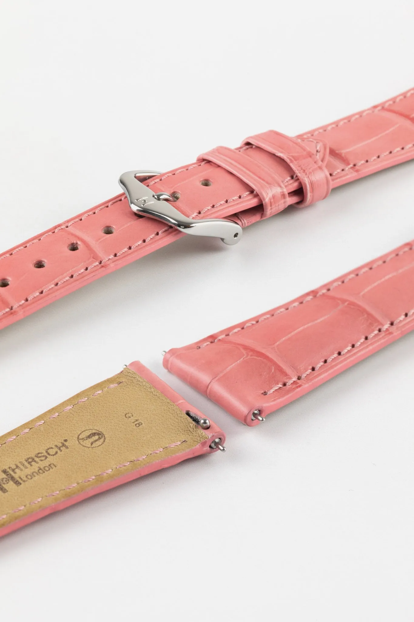 Hirsch LONDON Matt Alligator Leather Watch Strap in PINK