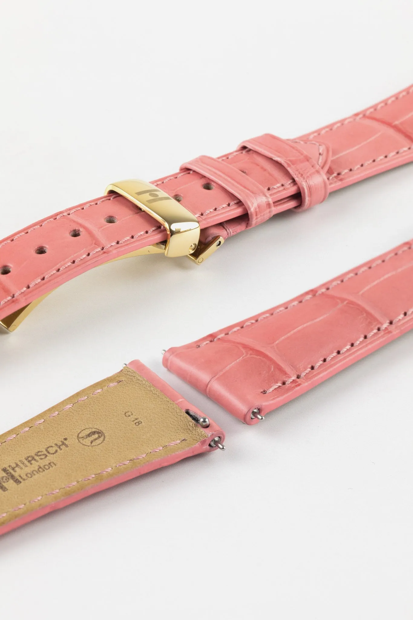 Hirsch LONDON Matt Alligator Leather Watch Strap in PINK