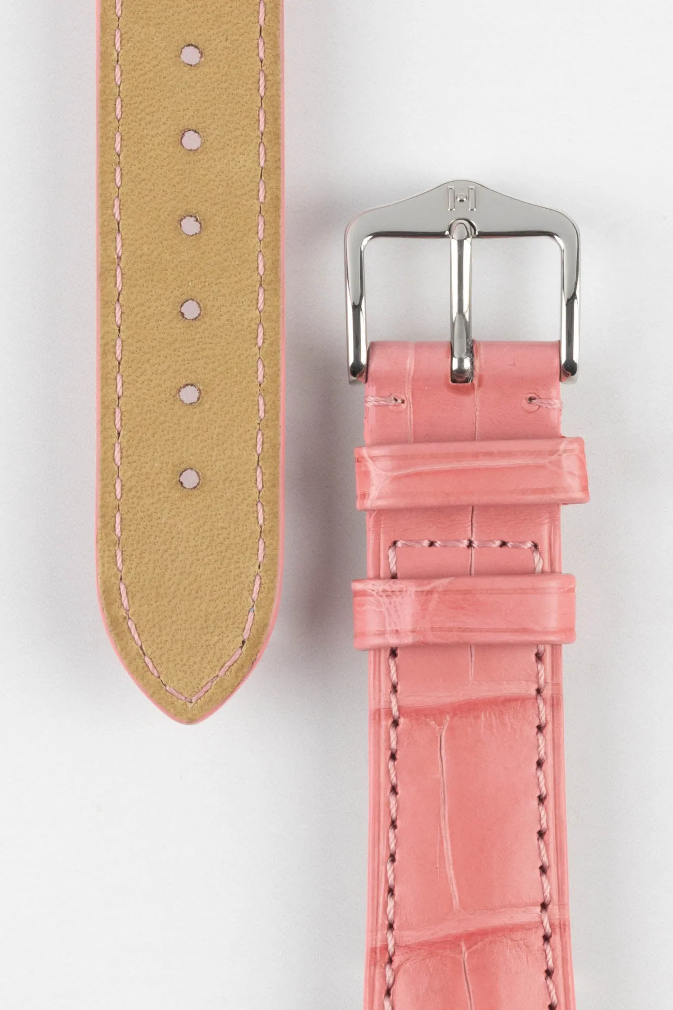 Hirsch LONDON Matt Alligator Leather Watch Strap in PINK