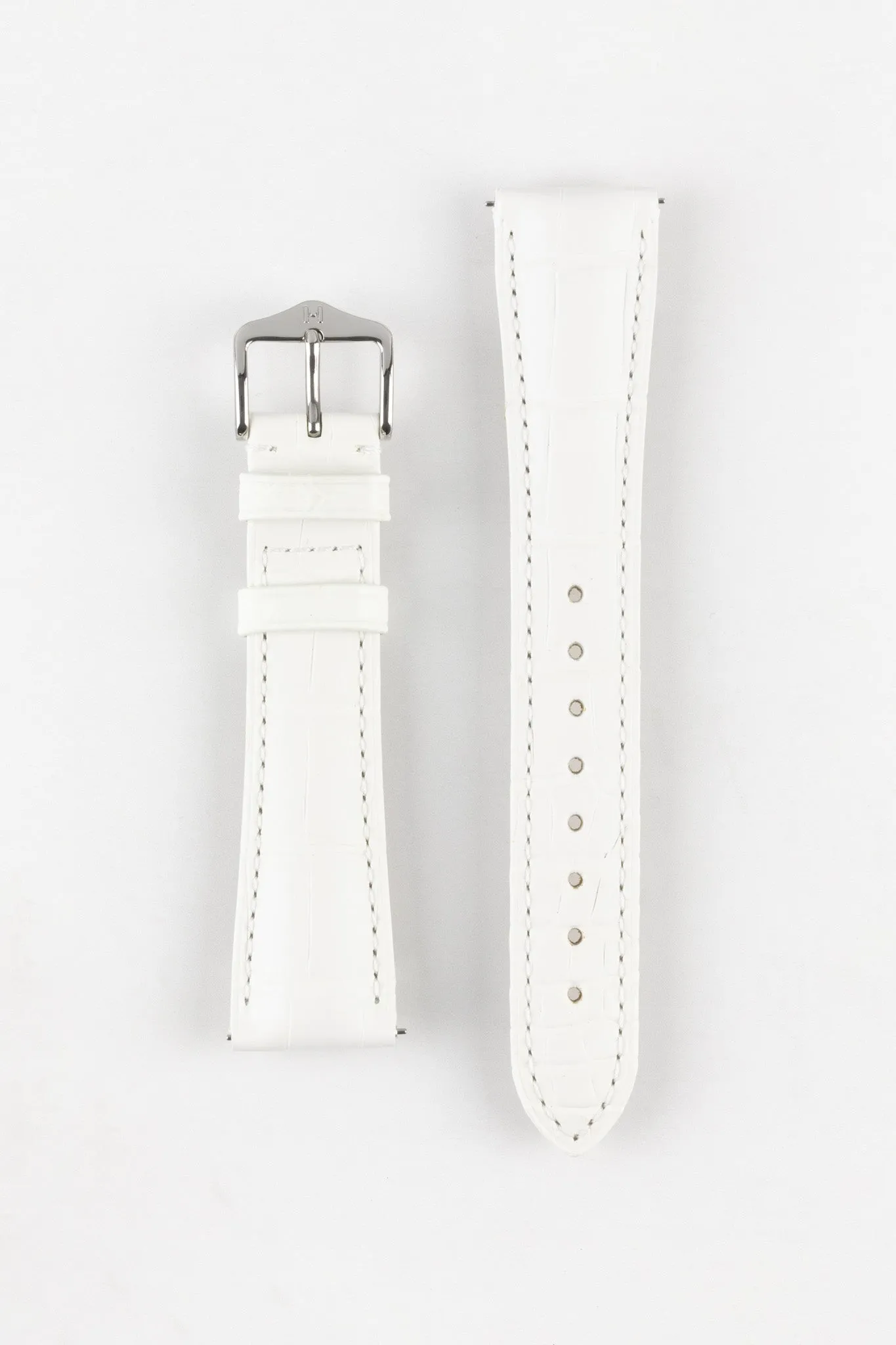 Hirsch LONDON Matt Alligator Leather Watch Strap in WHITE