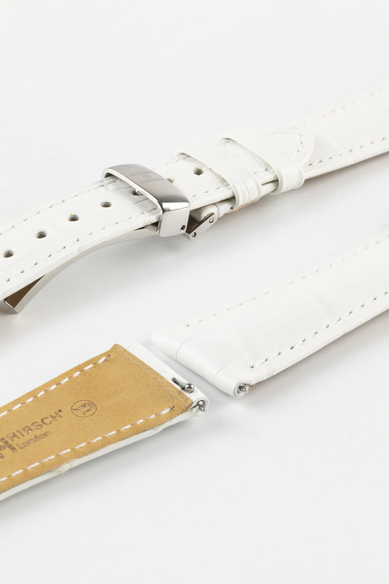 Hirsch LONDON Matt Alligator Leather Watch Strap in WHITE