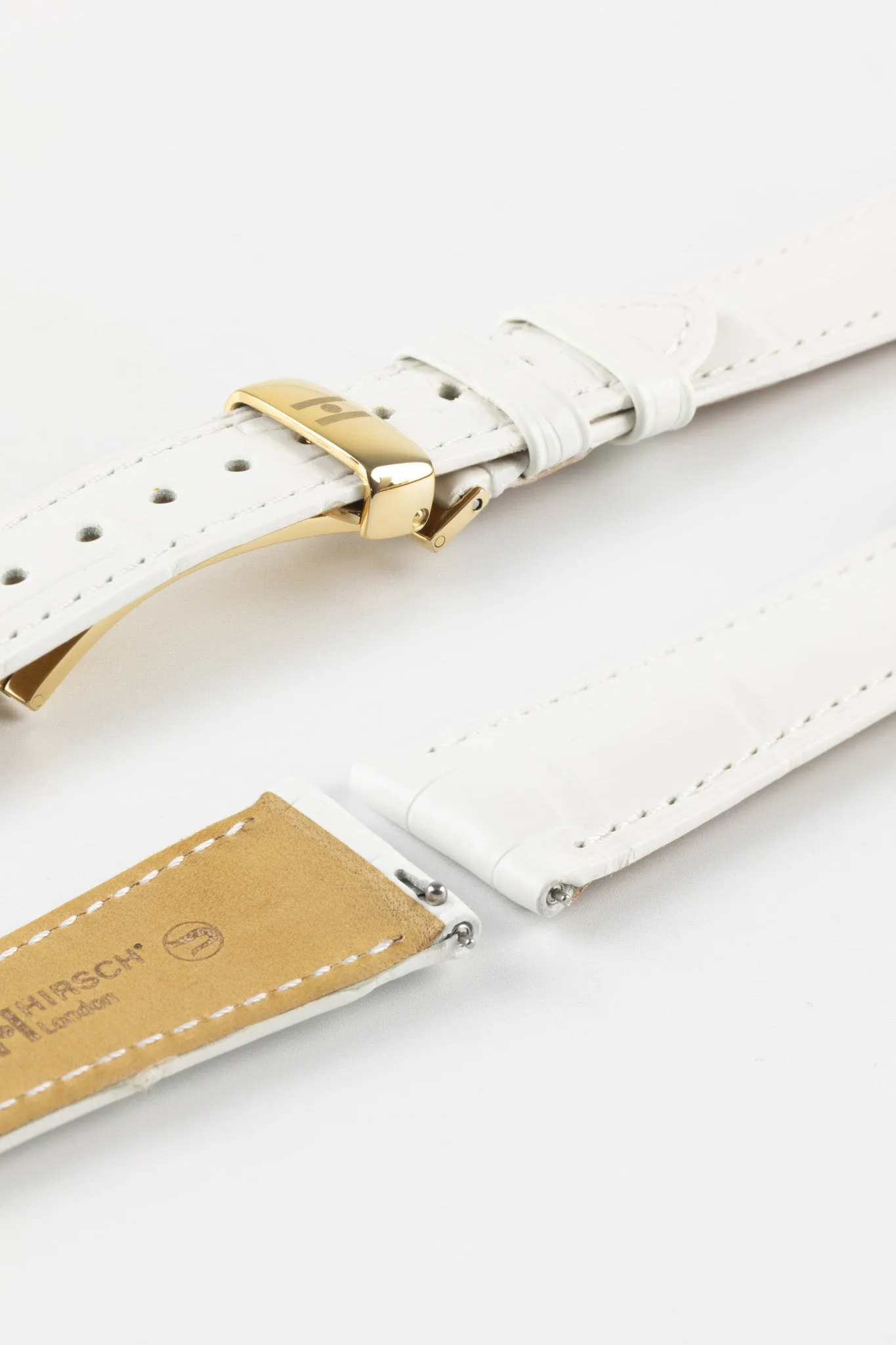 Hirsch LONDON Matt Alligator Leather Watch Strap in WHITE