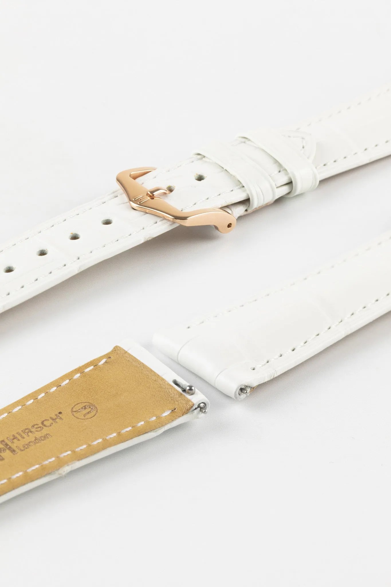 Hirsch LONDON Matt Alligator Leather Watch Strap in WHITE