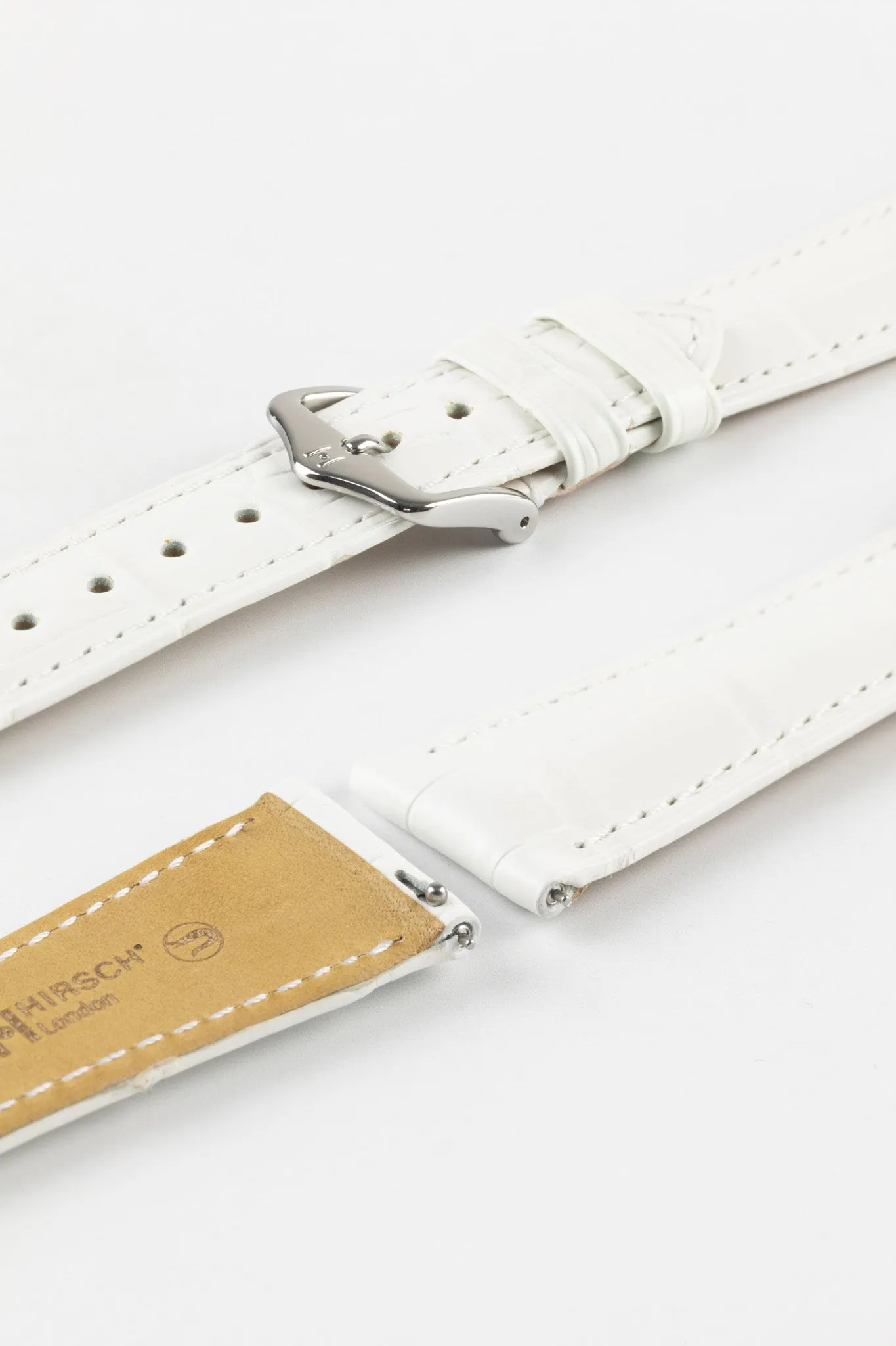 Hirsch LONDON Matt Alligator Leather Watch Strap in WHITE