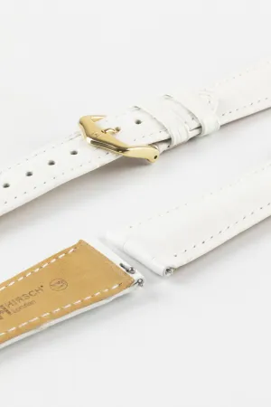 Hirsch LONDON Matt Alligator Leather Watch Strap in WHITE