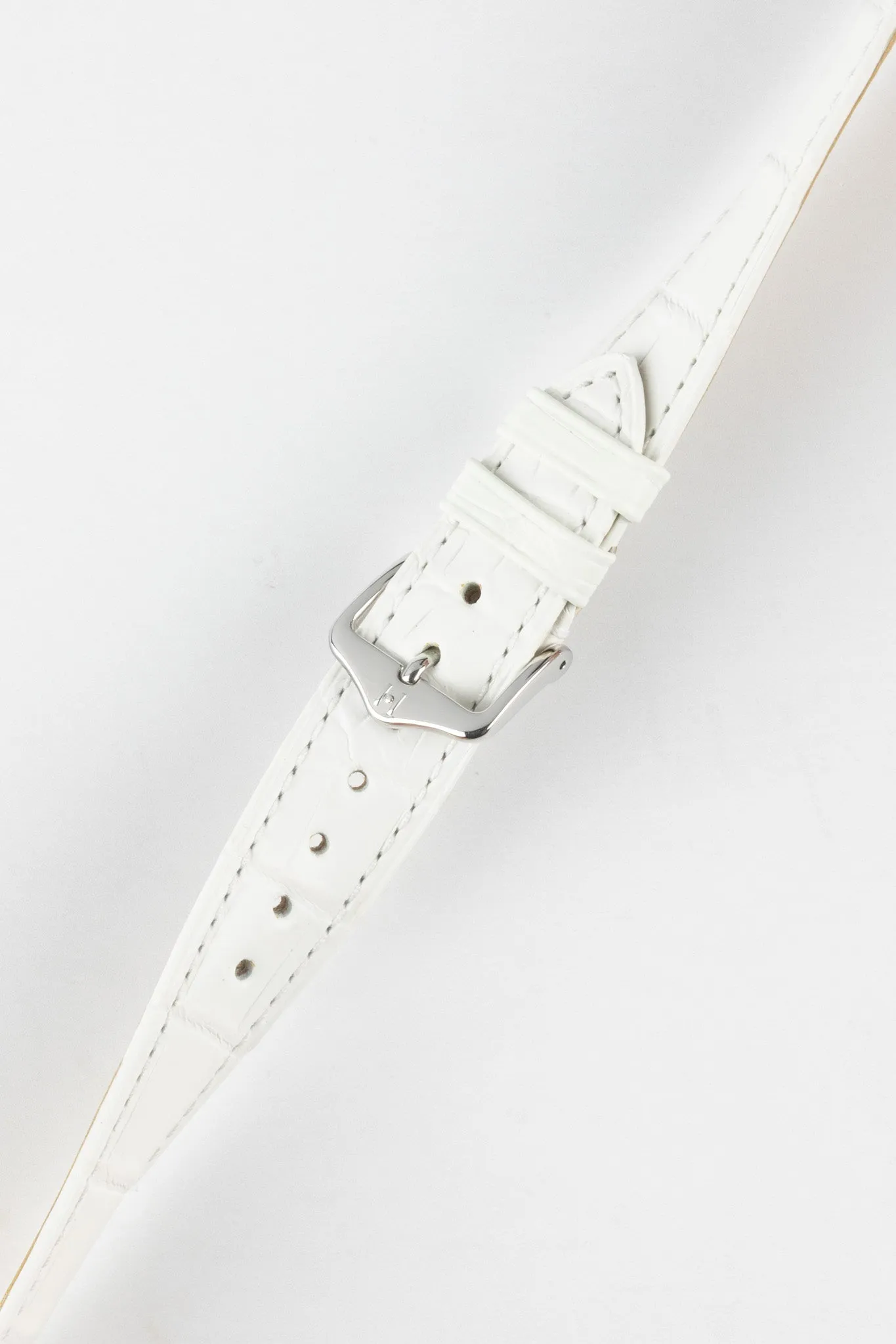 Hirsch LONDON Matt Alligator Leather Watch Strap in WHITE