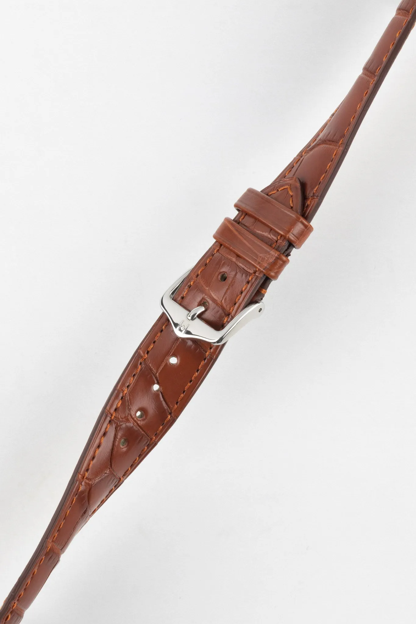 Hirsch LONDON NQR Matt Alligator Leather Watch Strap in GOLD BROWN