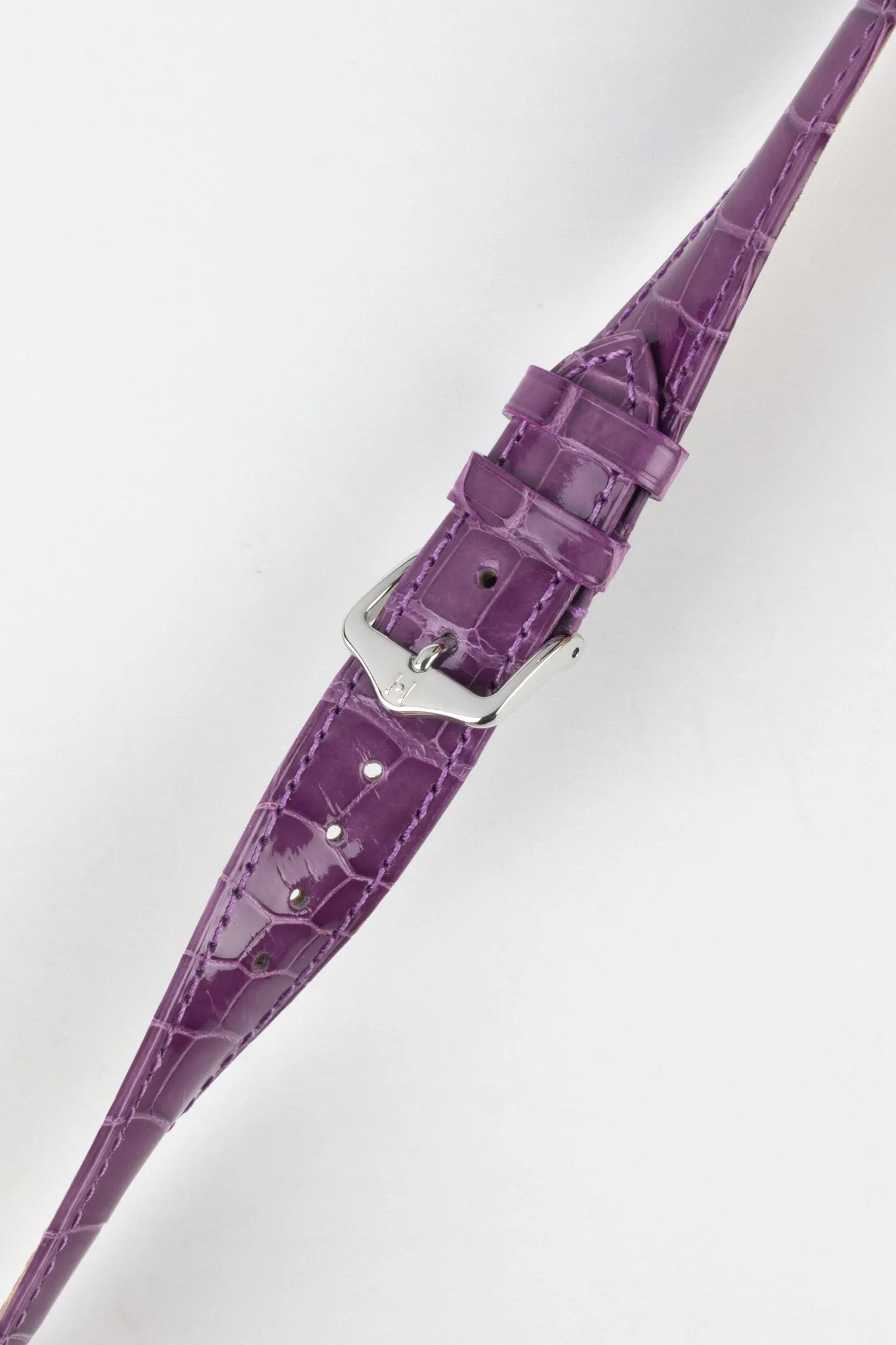 Hirsch LONDON Shiny Alligator Leather Watch Strap in VIOLET