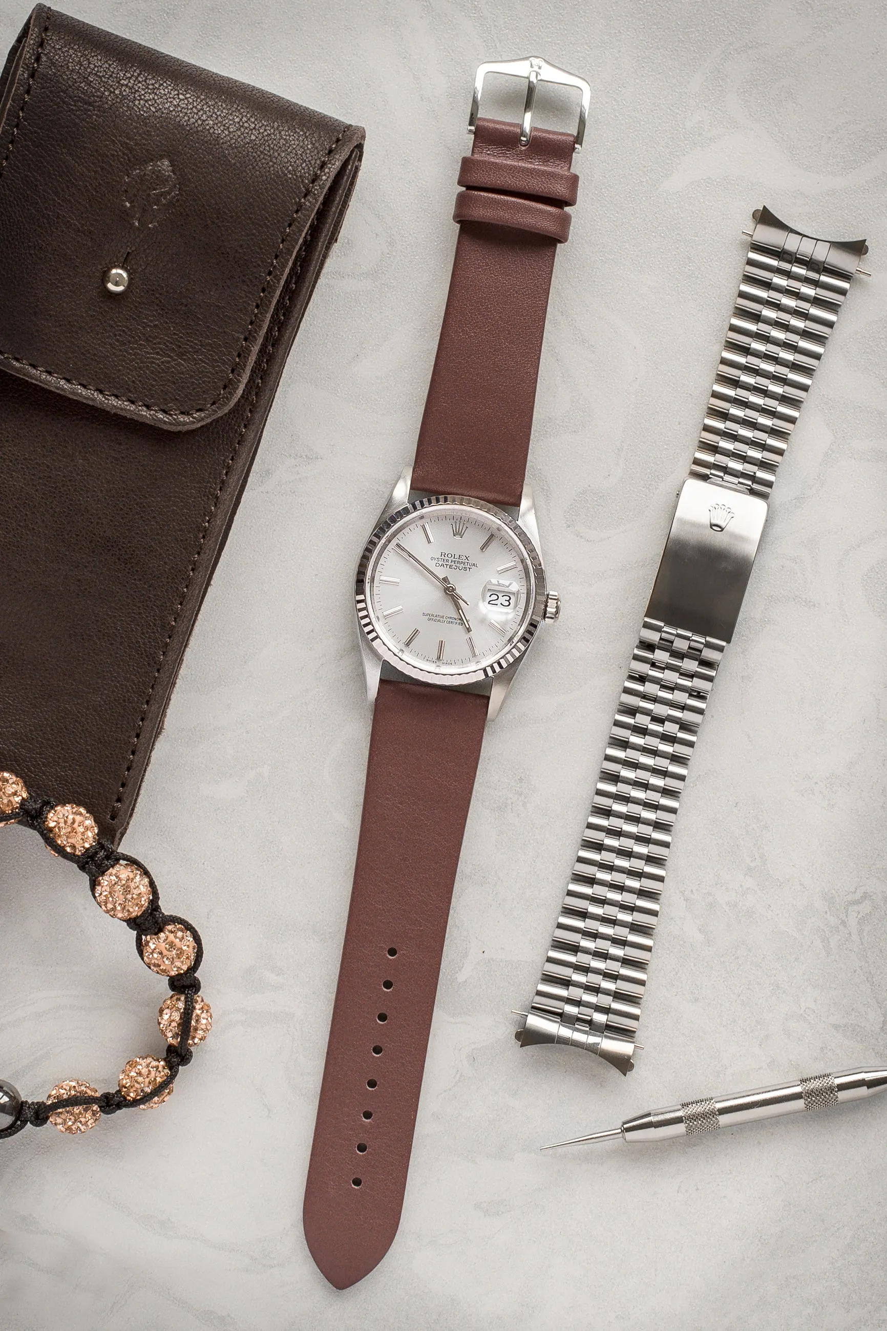 Hirsch VIAZZA Ladies Leather Quick-Release Watch Strap in TAUPE