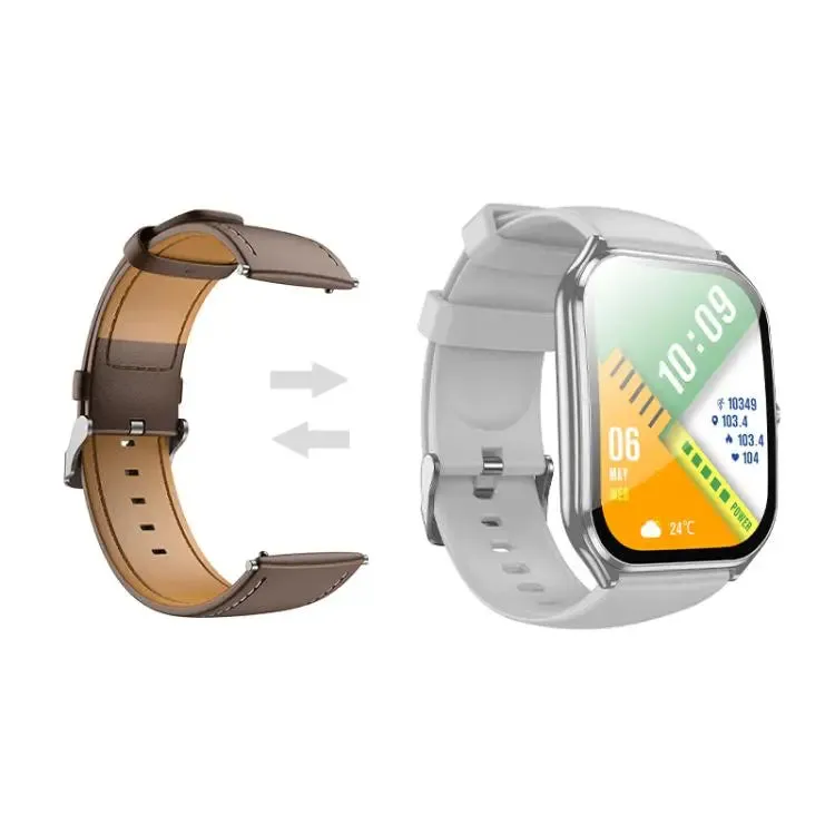 hoco Y28 1.96 inch AMOLED Screen IP67 Waterproof Smart Sports Watch, Call Version(Silver)