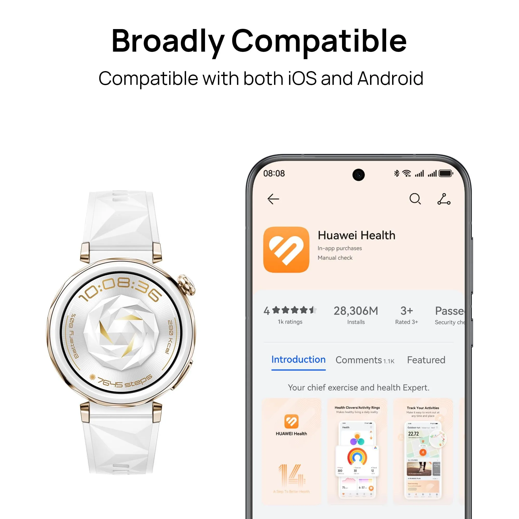HUAWEI Watch GT 5 Pro 42 mm Smartwatch, Sharp-Edged Design, up to 7 Days Battery Life, Pro-Level Sports Watch, Health Tracking, Compatible with iOS and Android, White Fluroelastomer