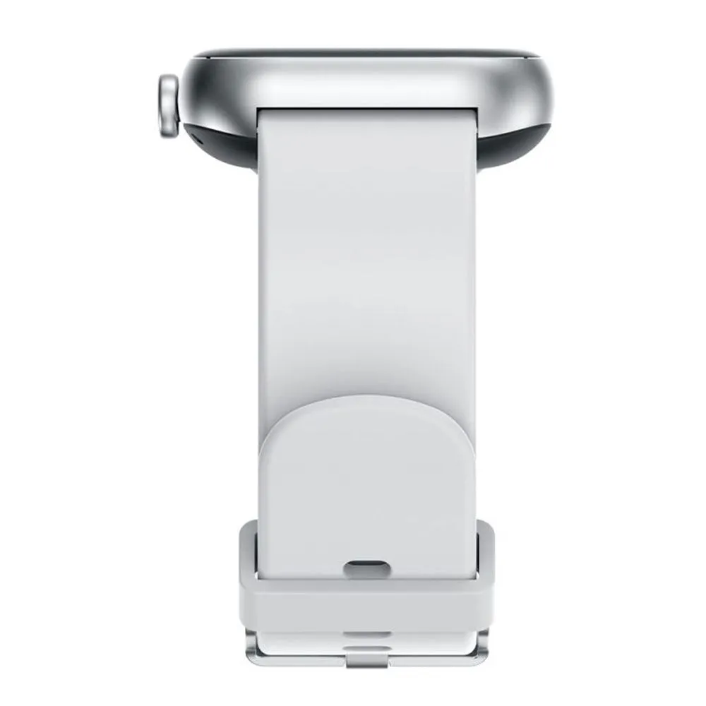 Infinix Watch 1 XW1 Smart Watch Silver Aluminum Case With White Silicone Strap