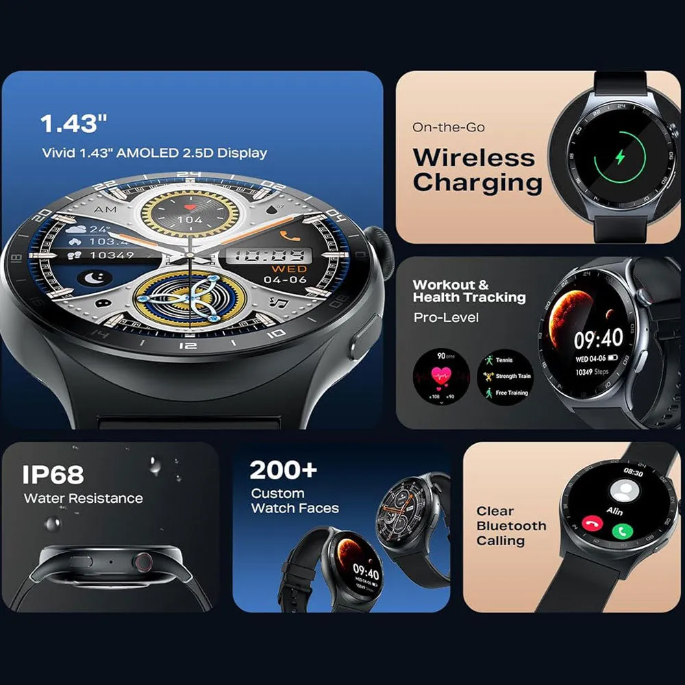 Infinix XWatch 3 WE XW3E Smart Watch Black Meta Case With Black Silicone Strap