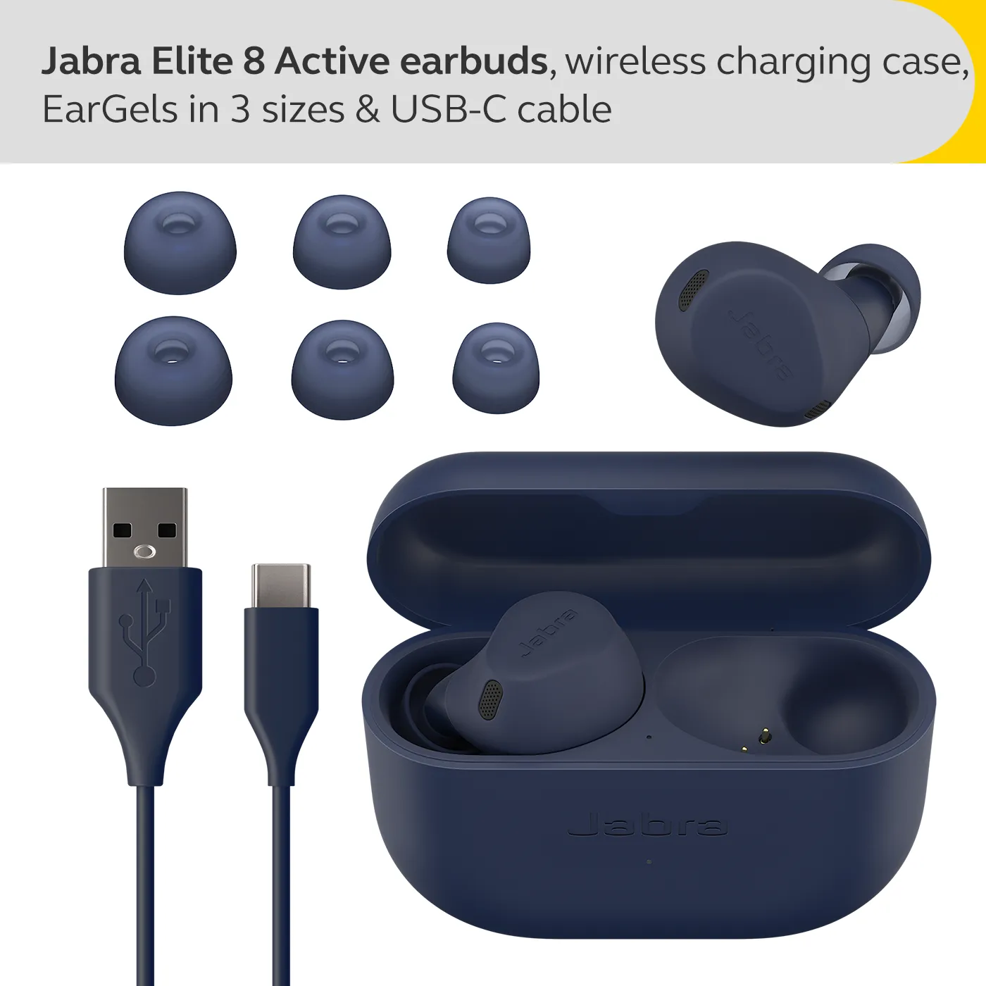 Jabra Elite 8 Active In-Ear Earbuds - Navy | 100-99160901-99