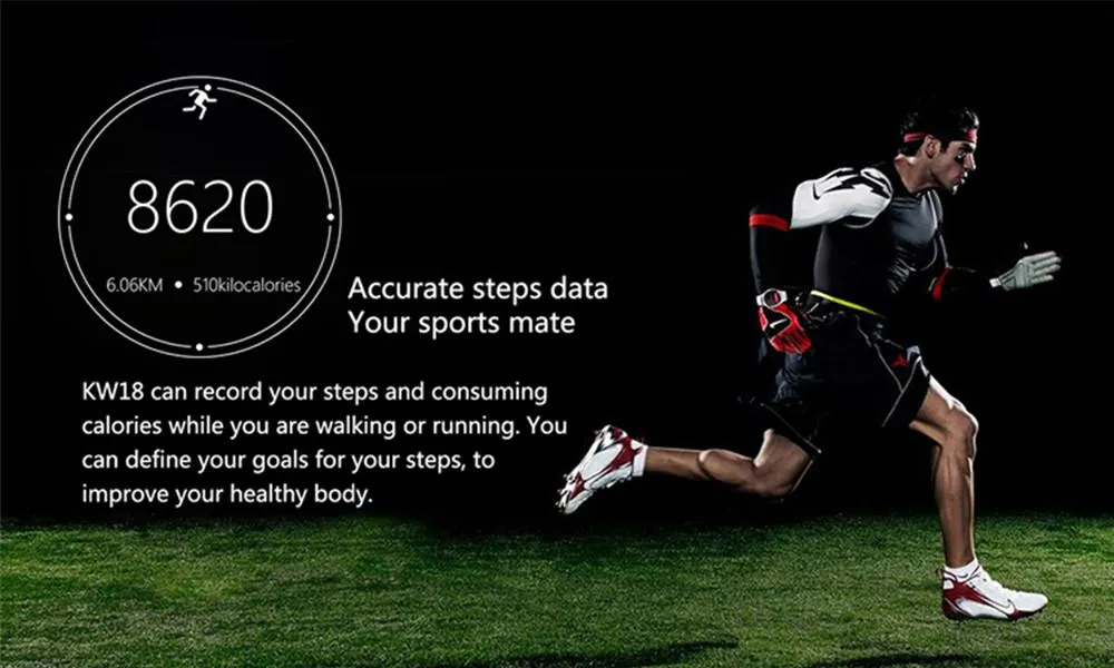 KW18 Pedometer Monitor Heart Rate Smartwatch