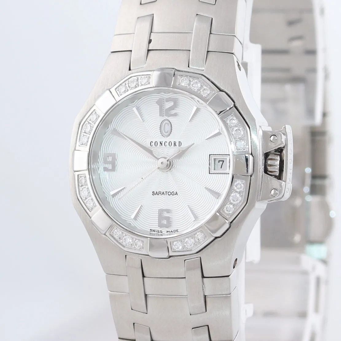 Ladies Concord Saratoga Stainless Steel Diamond Date Quartz Watch 14.36.1840