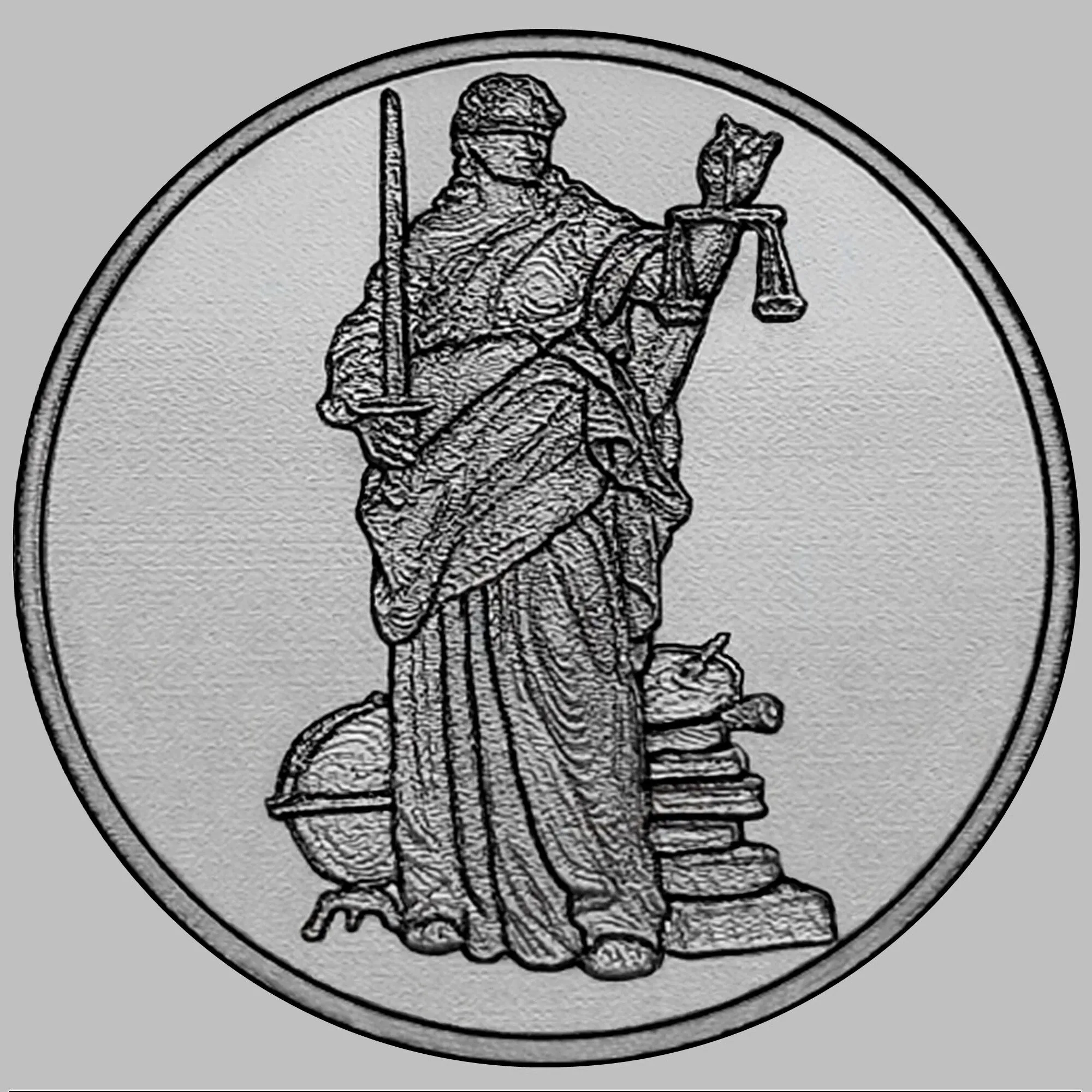 Lady Justice Engraved Band for 22mm 24mm 25mm Lugs Traditional Casual Luxury and Smartwatches Silver Stainless Steel Bracelet Strap BJ2
