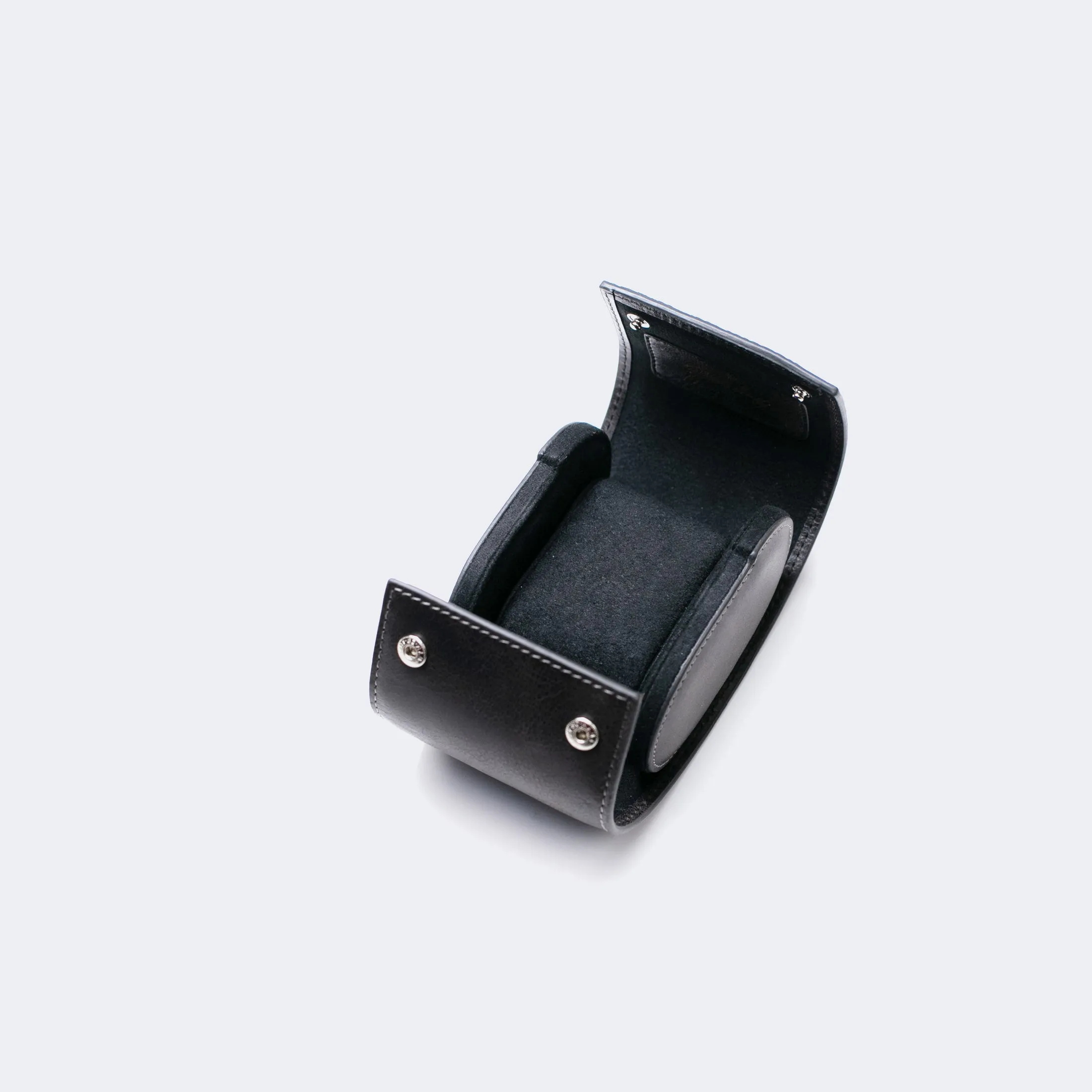 Leather Travel Watch Case - Coal - Single Watch Roll