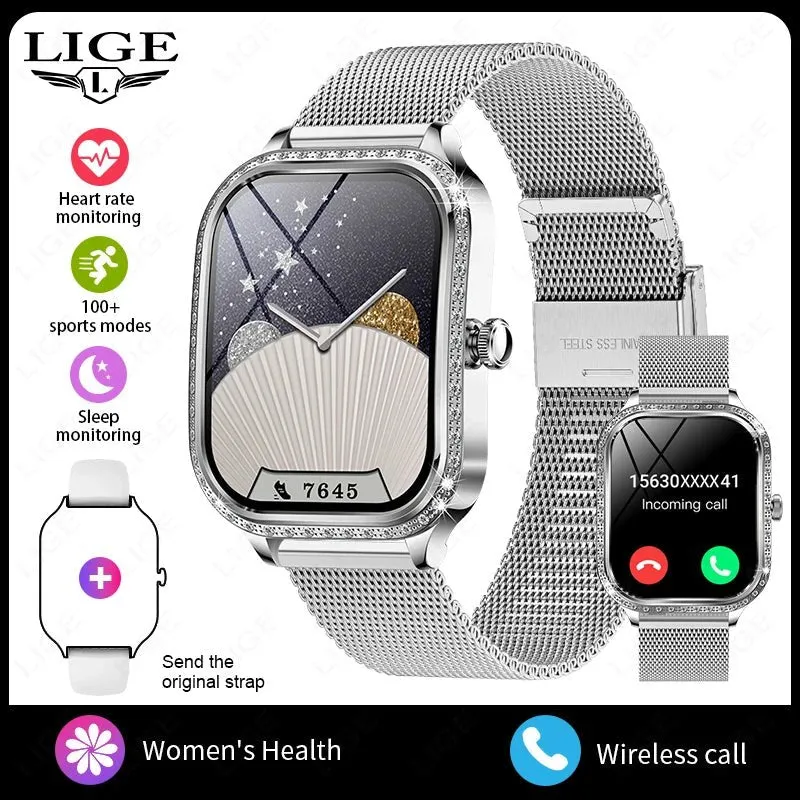 LIGE Smart Watches for Women Waterproof Bluetooth Call Fitness Tracker Smartwatch Mujer Digital Womens Watch Heart Rate Monitor