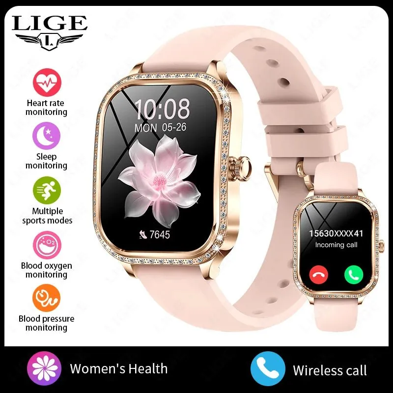 LIGE Smart Watches for Women Waterproof Bluetooth Call Fitness Tracker Smartwatch Mujer Digital Womens Watch Heart Rate Monitor