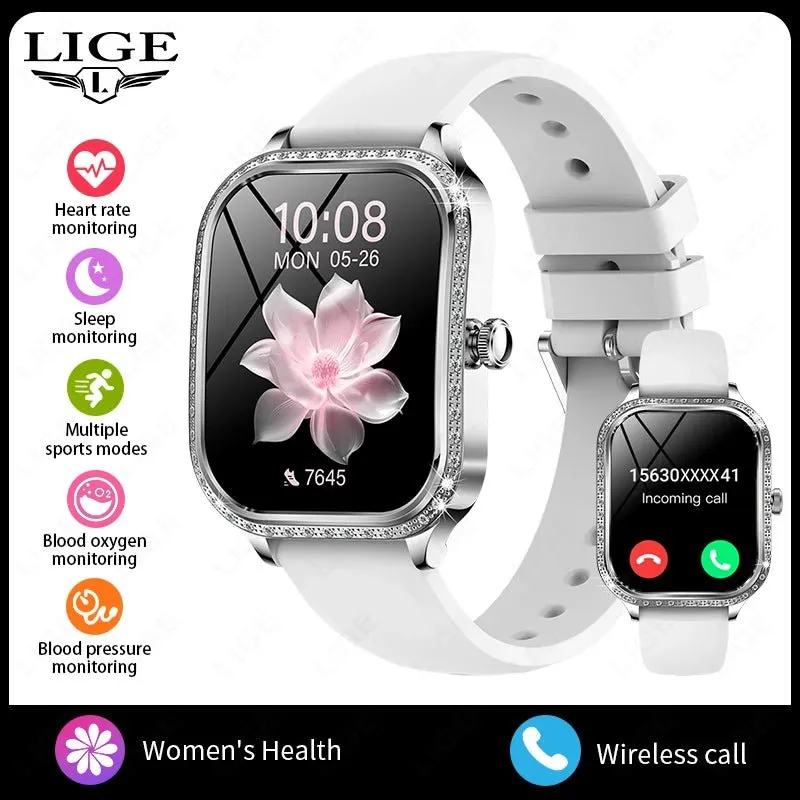 LIGE Smart Watches for Women Waterproof Bluetooth Call Fitness Tracker Smartwatch Mujer Digital Womens Watch Heart Rate Monitor