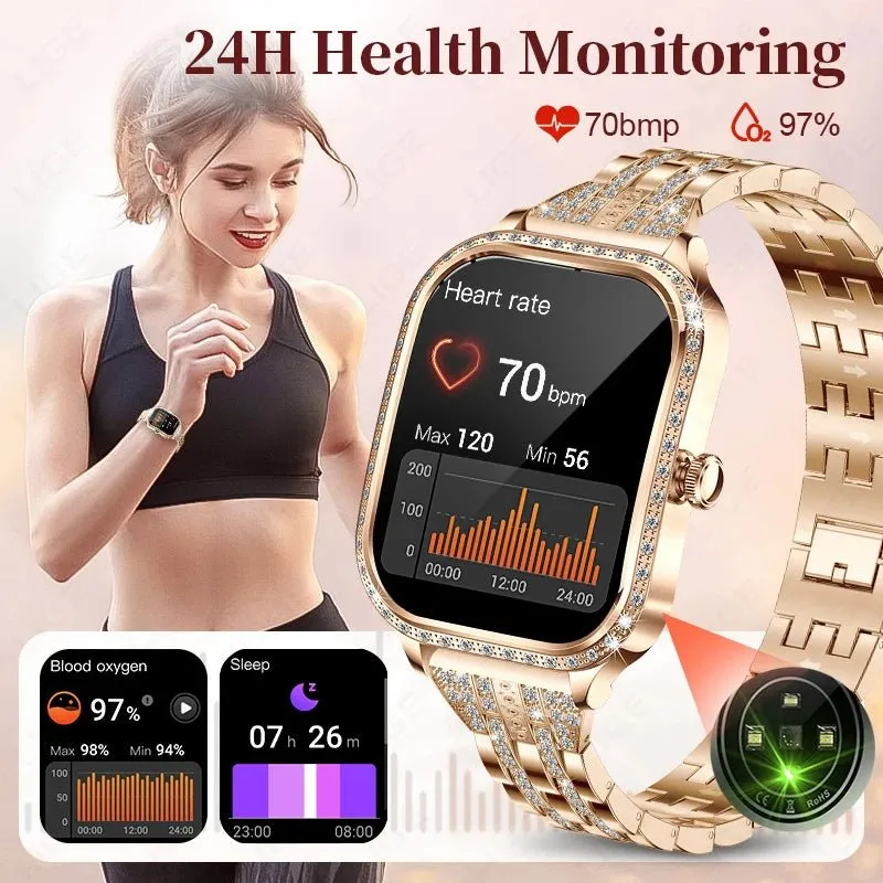 LIGE Smart Watches for Women Waterproof Bluetooth Call Fitness Tracker Smartwatch Mujer Digital Womens Watch Heart Rate Monitor