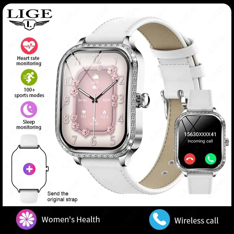 LIGE Smart Watches for Women Waterproof Bluetooth Call Fitness Tracker Smartwatch Mujer Digital Womens Watch Heart Rate Monitor