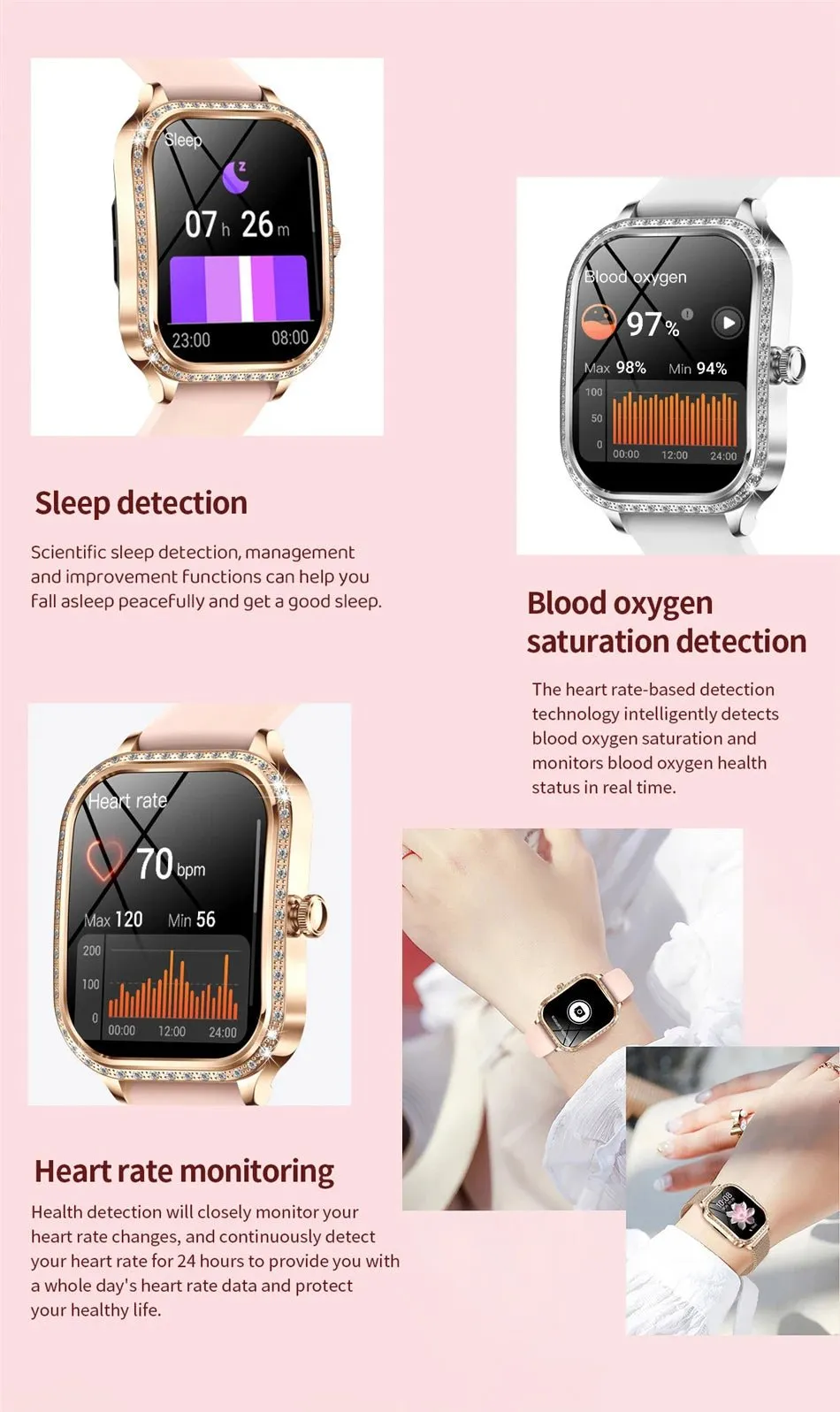 LIGE Smart Watches for Women Waterproof Bluetooth Call Fitness Tracker Smartwatch Mujer Digital Womens Watch Heart Rate Monitor