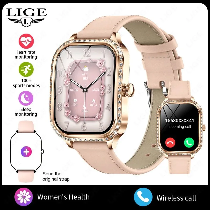 LIGE Smart Watches for Women Waterproof Bluetooth Call Fitness Tracker Smartwatch Mujer Digital Womens Watch Heart Rate Monitor