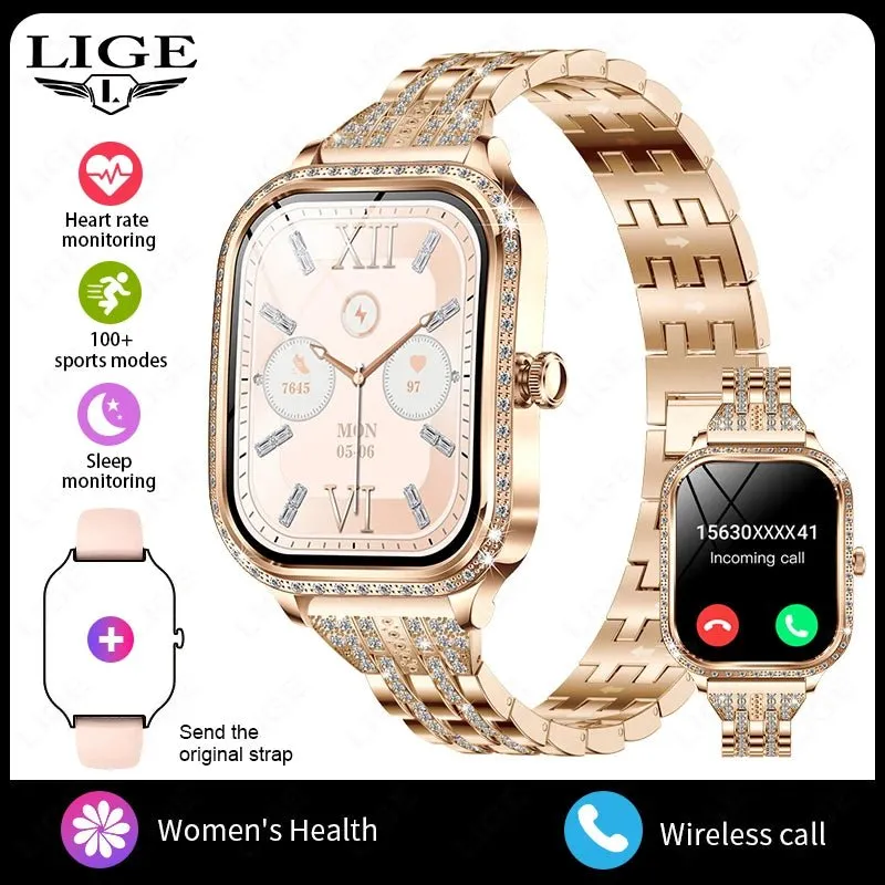 LIGE Smart Watches for Women Waterproof Bluetooth Call Fitness Tracker Smartwatch Mujer Digital Womens Watch Heart Rate Monitor