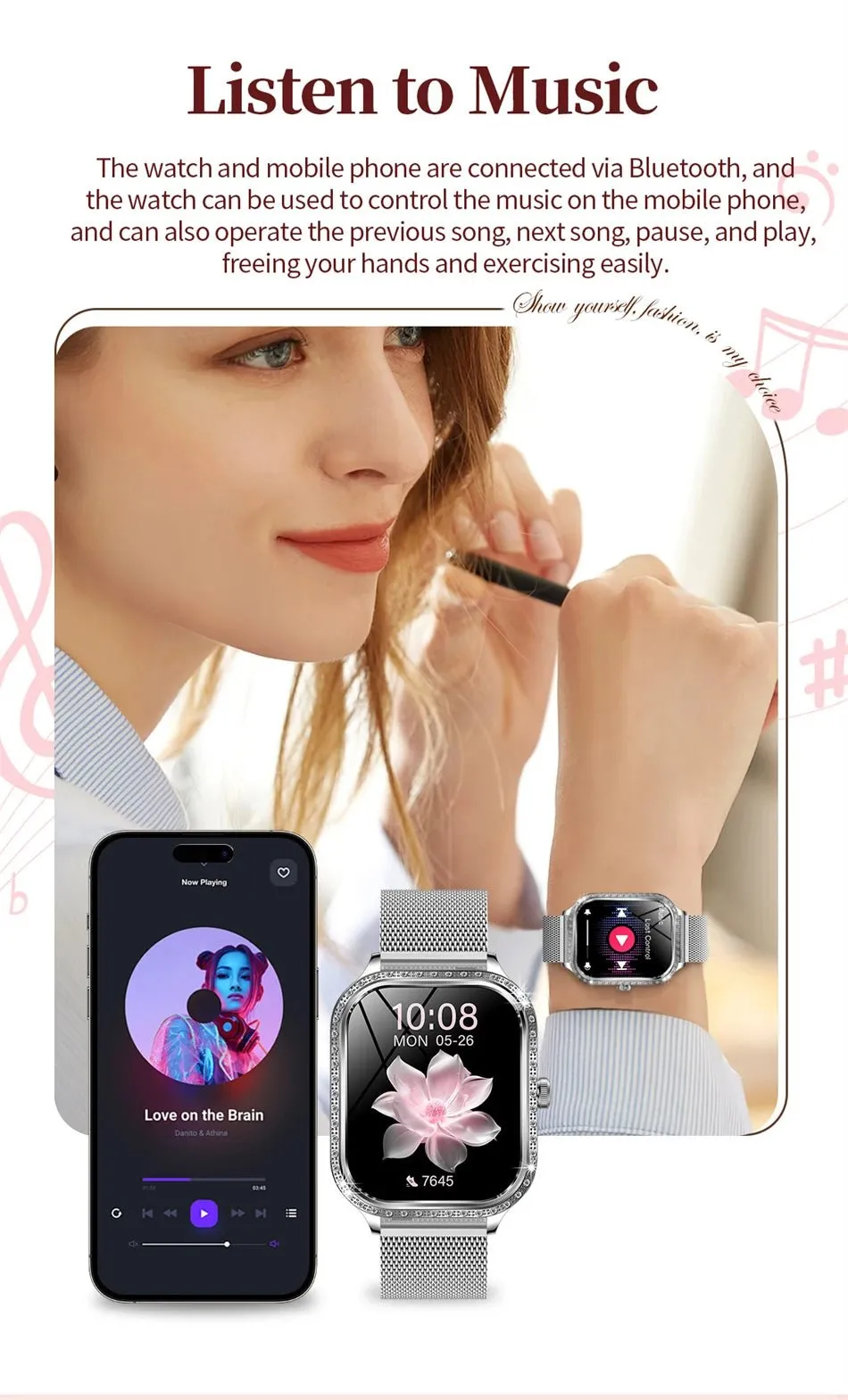 LIGE Smart Watches for Women Waterproof Bluetooth Call Fitness Tracker Smartwatch Mujer Digital Womens Watch Heart Rate Monitor