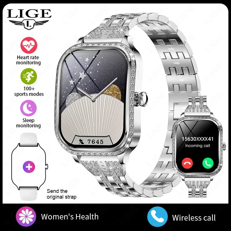 LIGE Smart Watches for Women Waterproof Bluetooth Call Fitness Tracker Smartwatch Mujer Digital Womens Watch Heart Rate Monitor