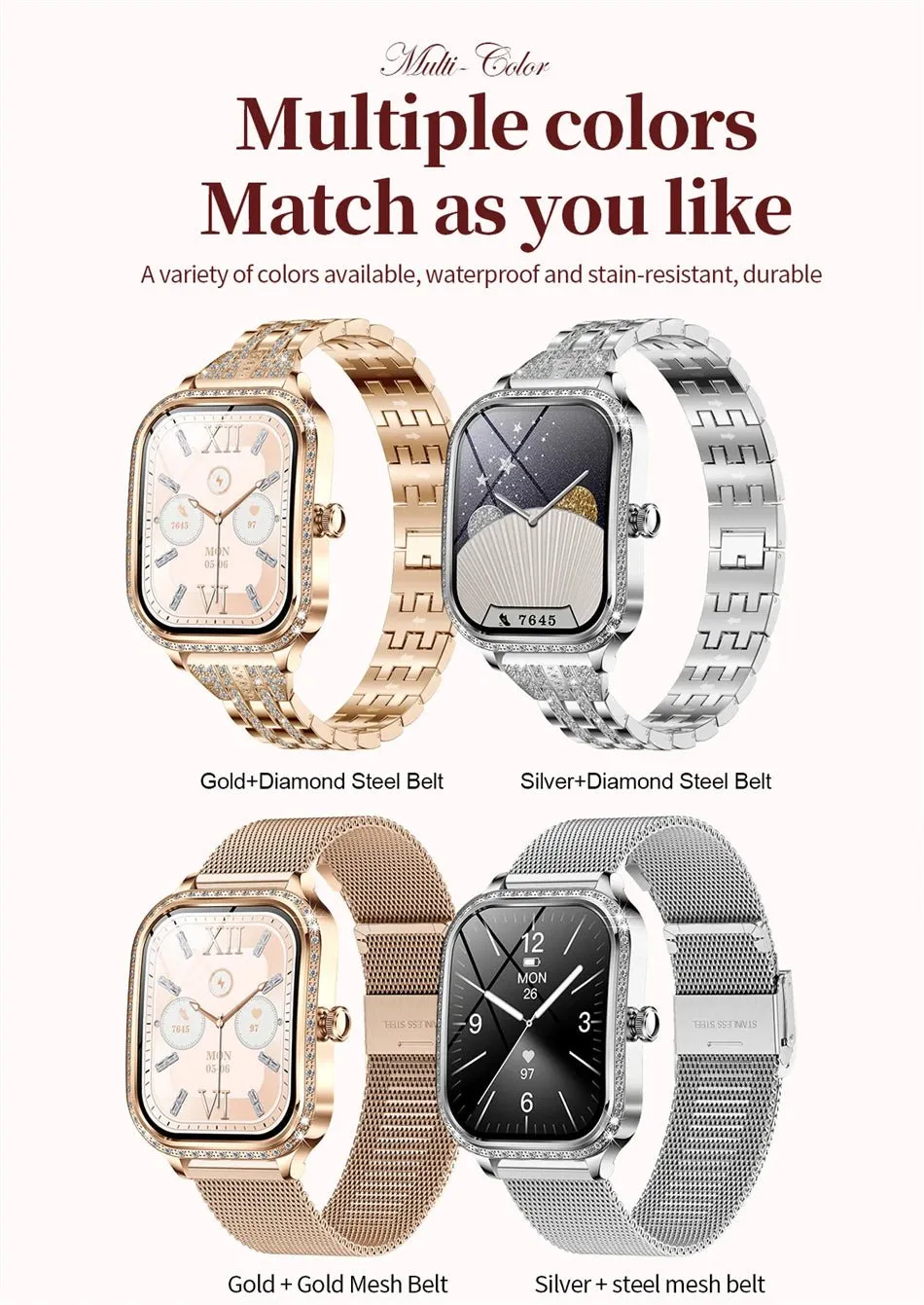 LIGE Smart Watches for Women Waterproof Bluetooth Call Fitness Tracker Smartwatch Mujer Digital Womens Watch Heart Rate Monitor