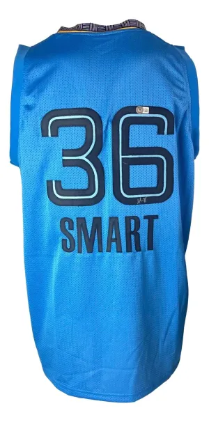 Marcus Smart Memphis Signed Light Blue Basketball Jersey BAS