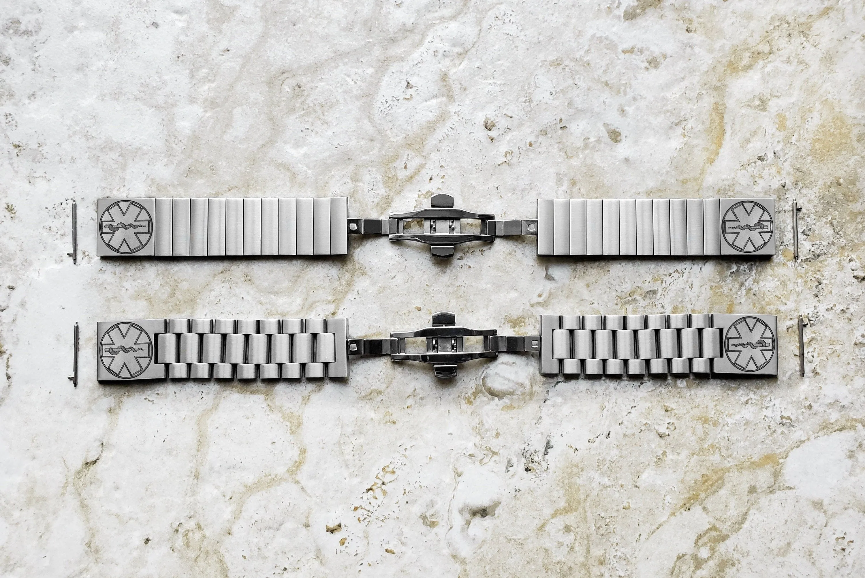 Medical Seal Engraved Watch Band for 22mm 24mm 25mm Lugs Traditional Casual Luxury and Smartwatches Silver Color Stainless Steel Strap Bracelet MS2