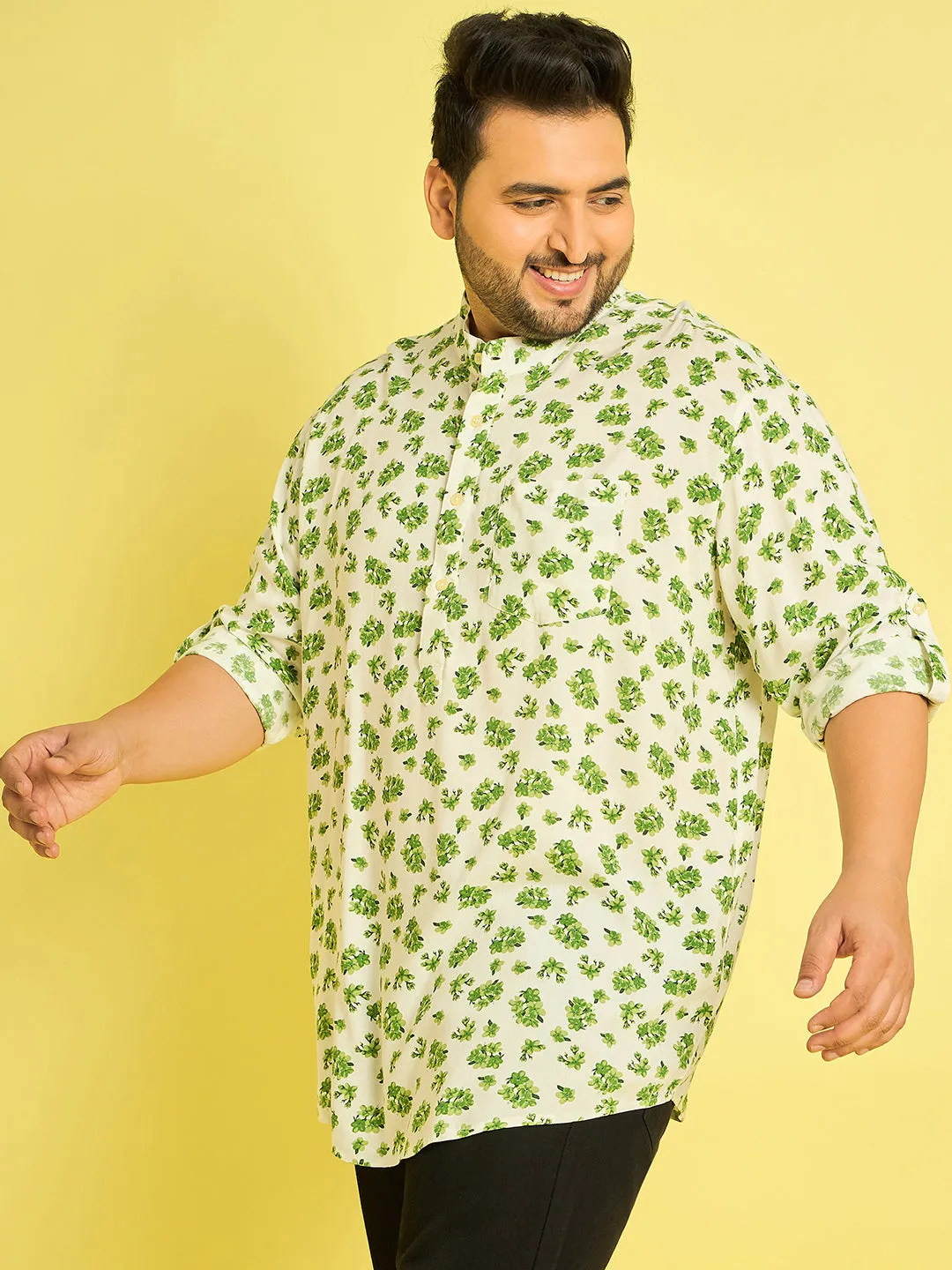 Men Plus Size Adonis Floral Kurta