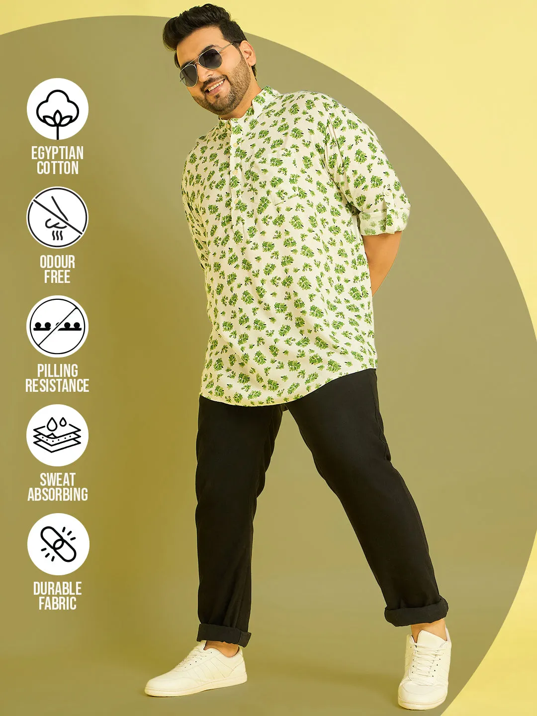 Men Plus Size Adonis Floral Kurta
