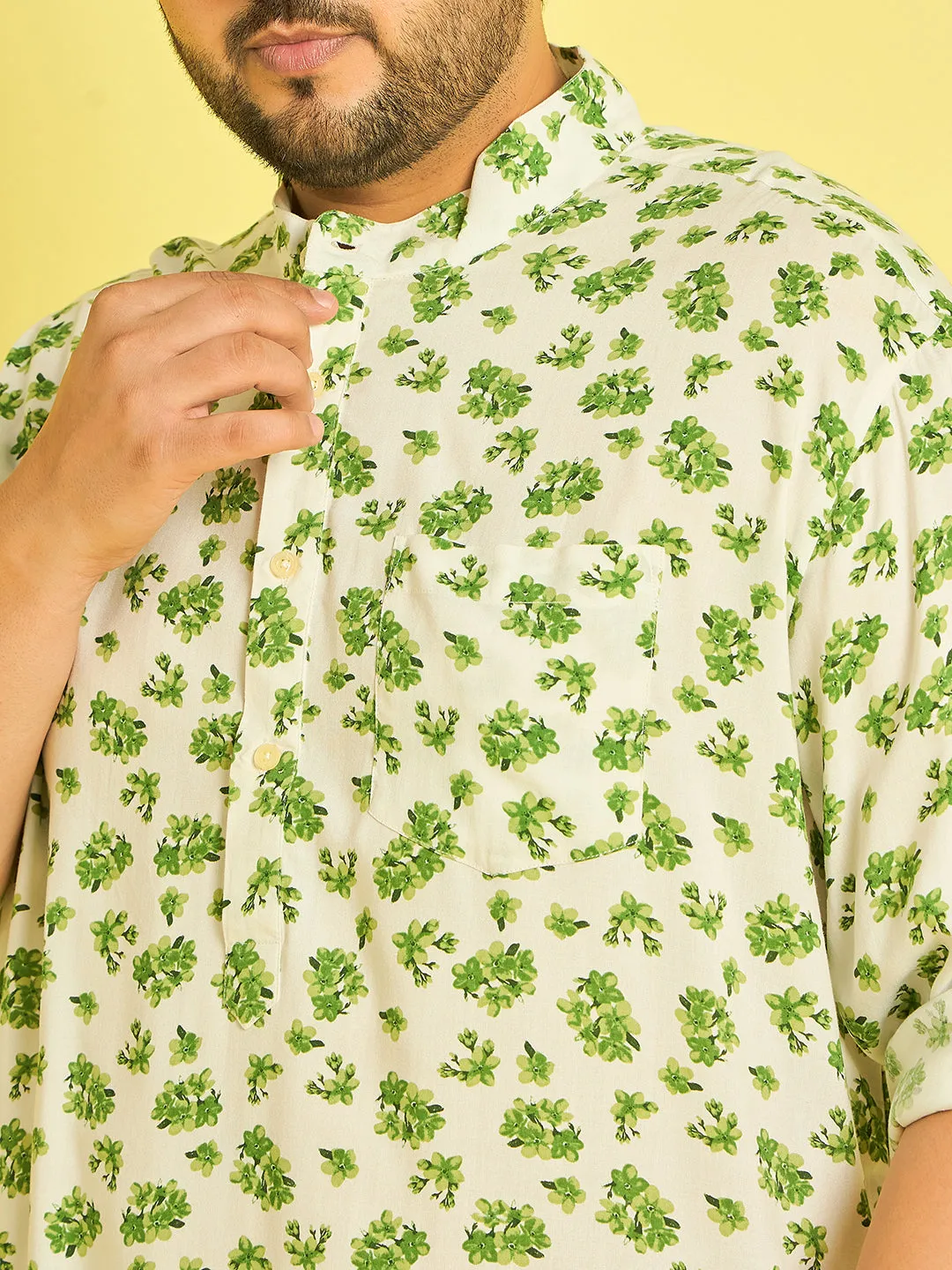 Men Plus Size Adonis Floral Kurta