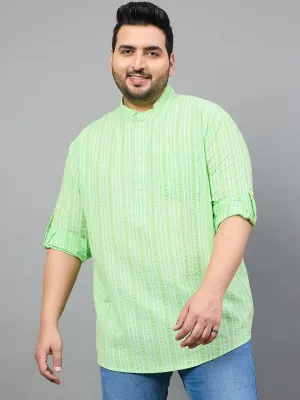 Men Plus Size Jaylen Striped Short Kurta
