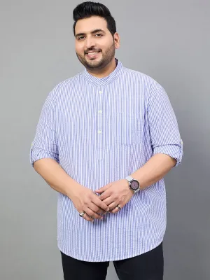 Men Plus Size Micah Striped Short Kurta