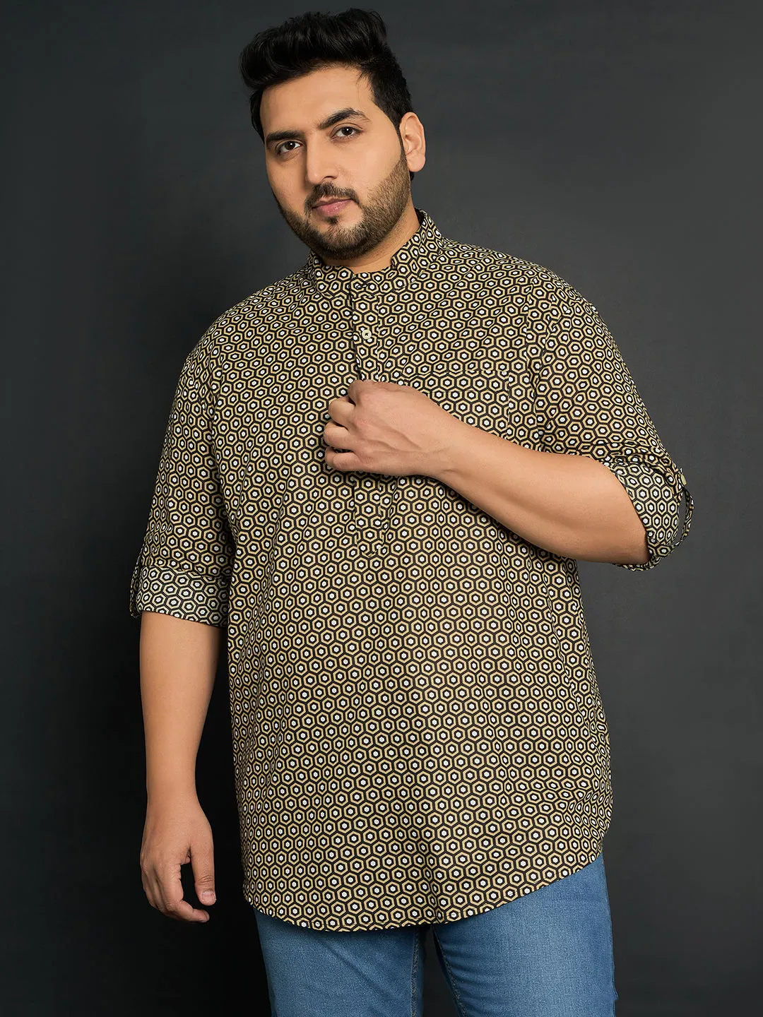 Men Plus Size Ryder Printed Kurta